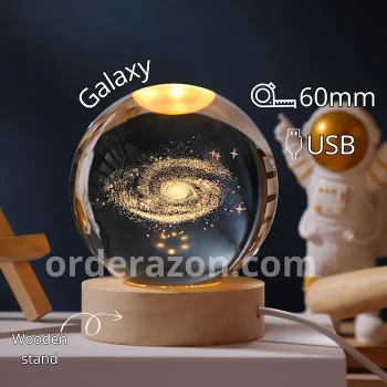 3D Galaxy Ball 60mm Universe Gifts with Laser Engraved Model Astronomy Decor and Gift for Kids, Space Model Collectors