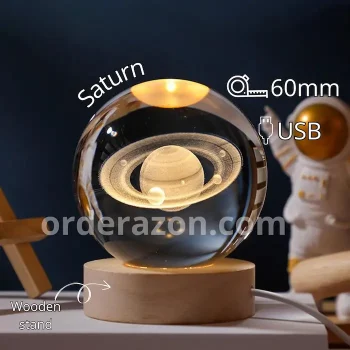 3D Saturn Ball 60mm Universe Gifts with Laser Engraved Model Astronomy Decor and Gift for Kids, Space Model Collectors