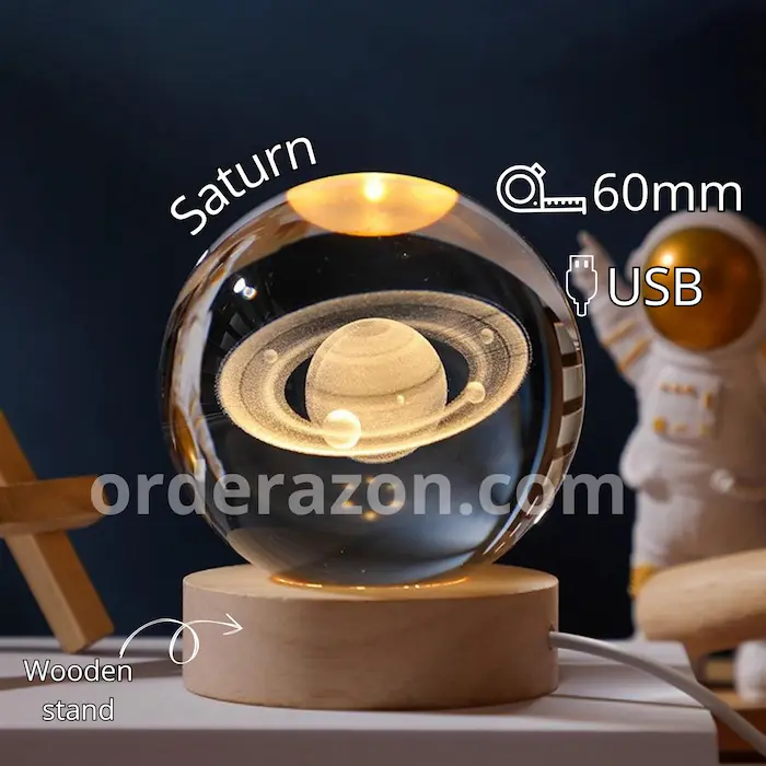 3D Saturn Ball 60mm Universe Gifts with Laser Engraved Model Astronomy Decor and Gift for Kids, Space Model Collectors 3D Saturn Ball 60mm Universe Gifts with Laser Engraved Model Astronomy Decor and Gift for Kids, Space Model Collectors
