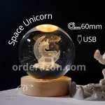 3D Space Unicorn Ball 60mm Universe Gifts with Laser Engraved Model Astronomy Decor and Gift for Kids, Space Model Collectors