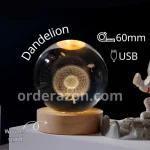 3D Dandelion Ball 60mm Love Gifts with Laser Engraved Model Decor and Gift for her, him, Love storys