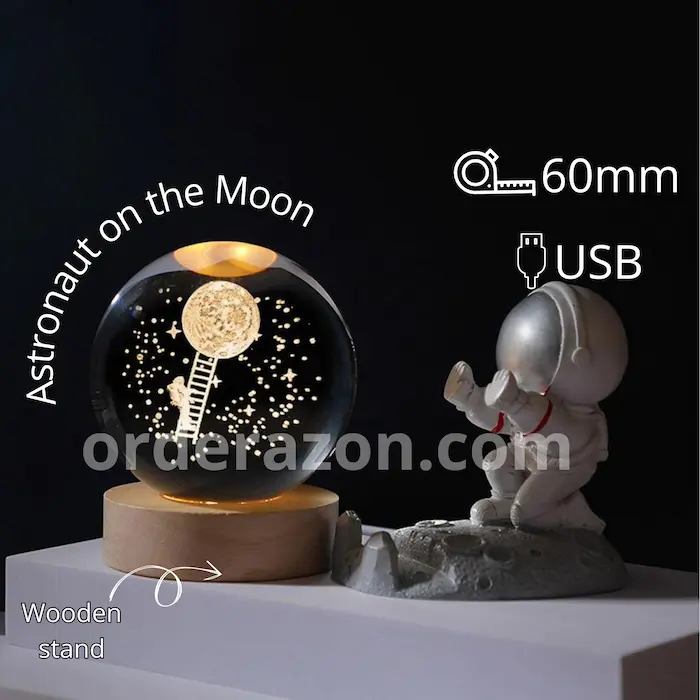 3D Astronaut on the moon Ball 60mm Universe Gifts with Laser Engraved Model Astronomy Decor and Gift for Kids, Space Model Collectors 3D Astronaut on the moon Ball 60mm Universe Gifts with Laser Engraved Model Astronomy Decor and Gift for Kids, Space Model Collectors